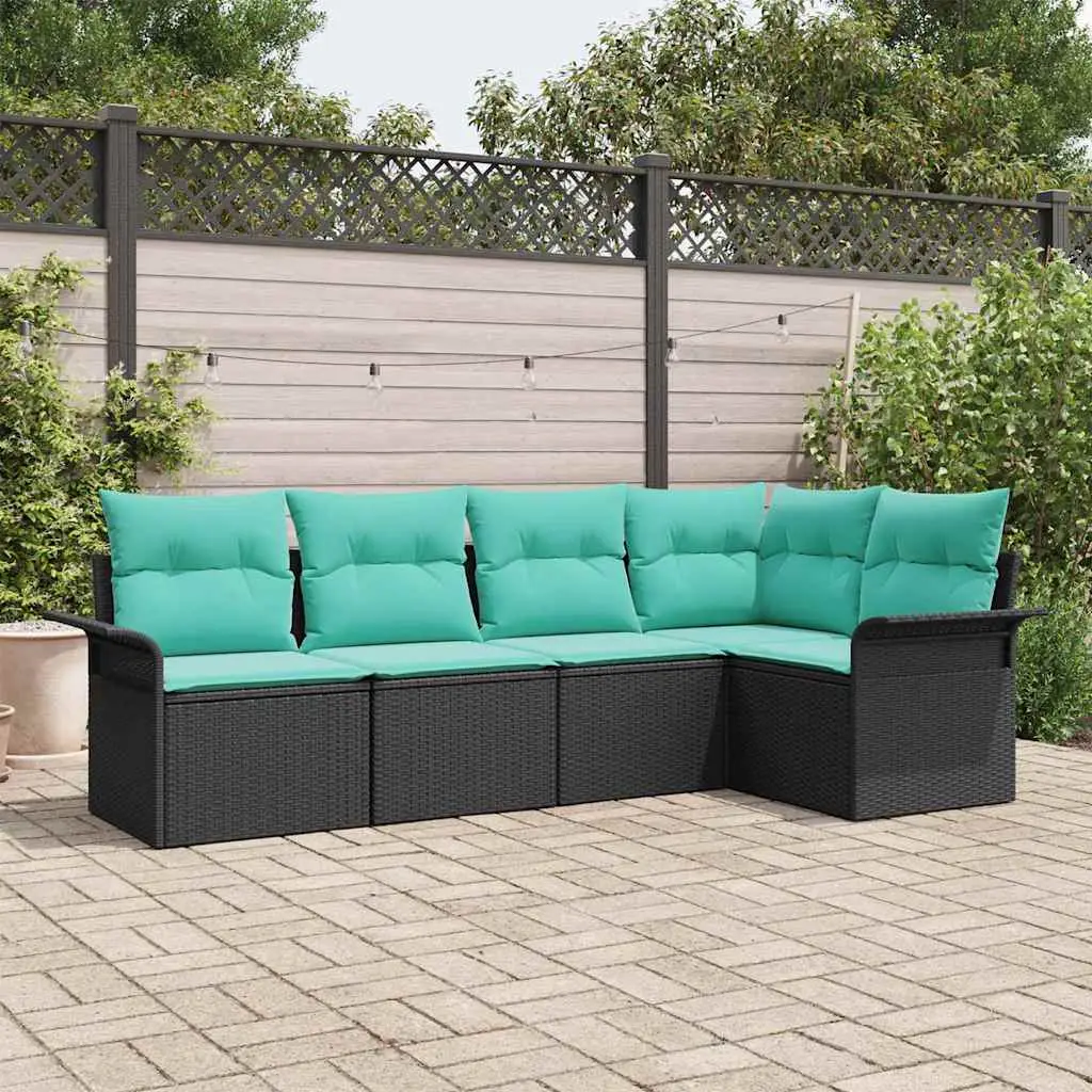Ensemble de canapé de jardin avec stockage 5 pcs Noir polyrotin vidaXL 3354035