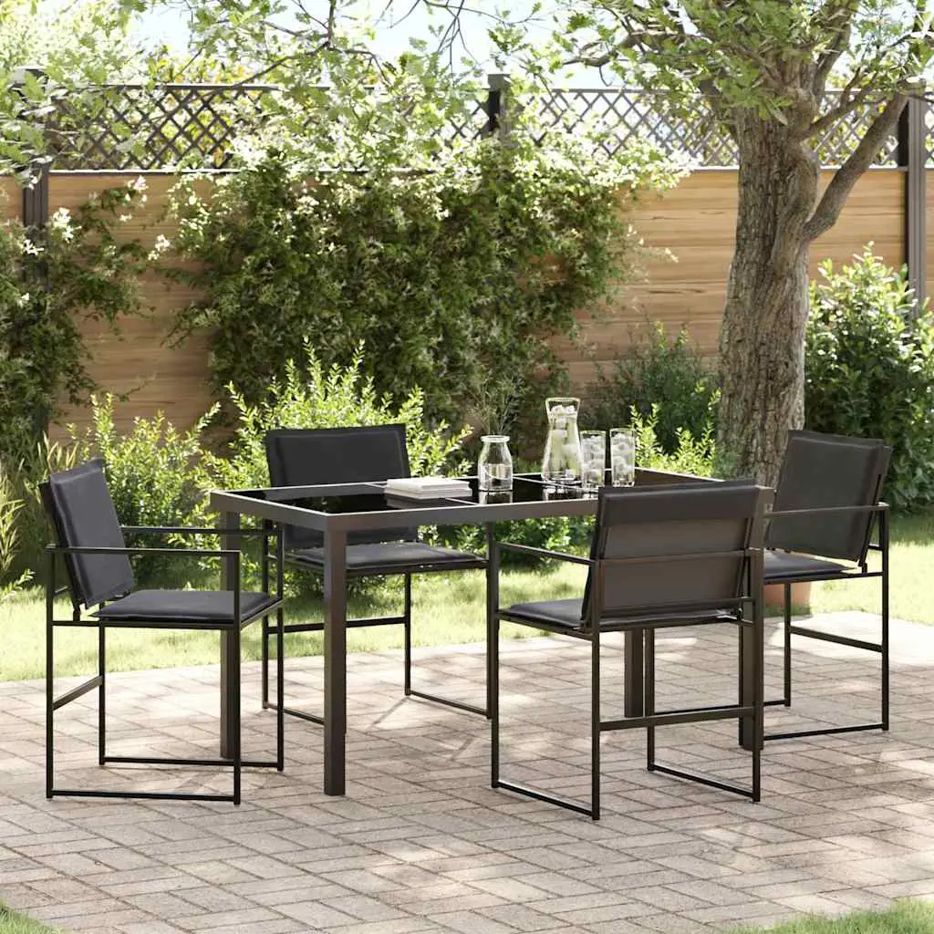 Ensemble de salle à manger pour jardin 5 pcs Noir vidaXL 3379333 Noir et gris foncé