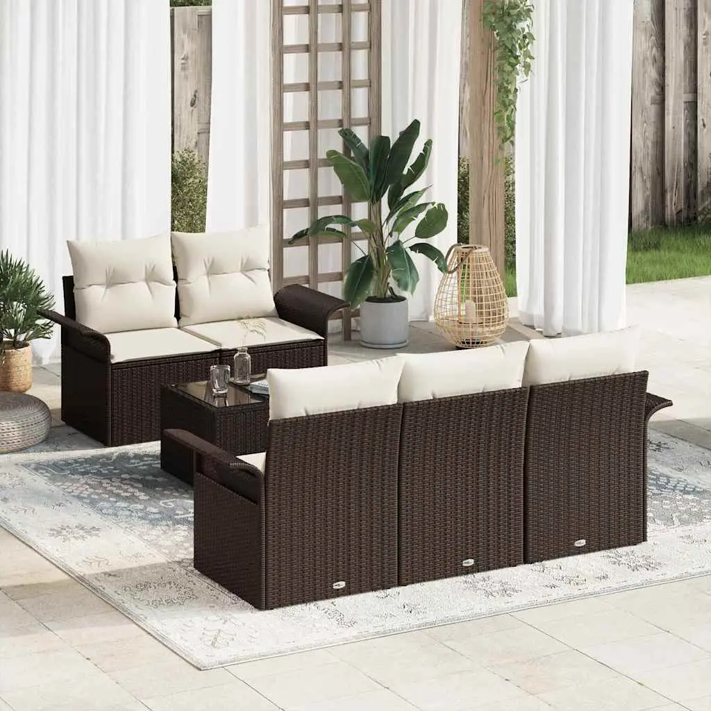 Ensemble de Canapés avec coussin 6 pcs Marron polyrotin vidaXL 3345238