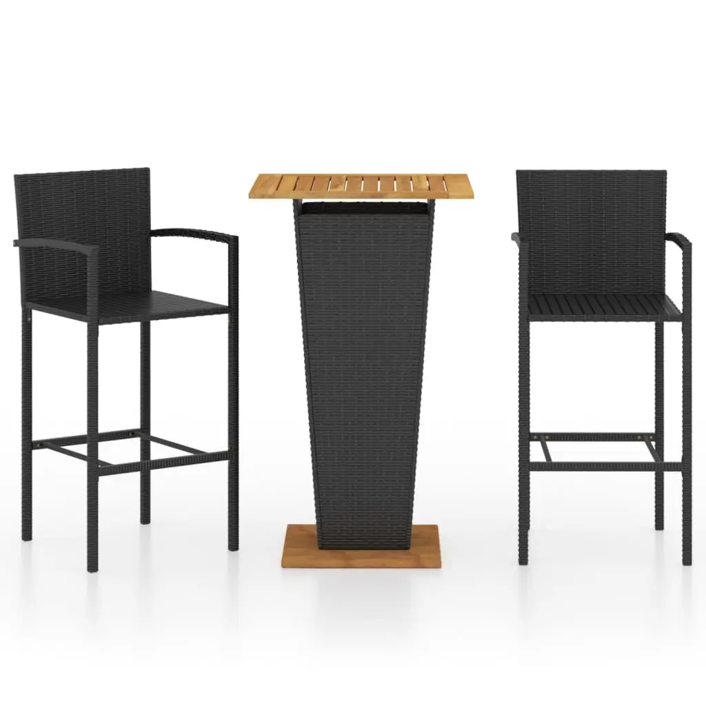 Ensemble de 3 pcs bar de jardin – Mobilier d’extérieur – Mobilier de jardin Noir