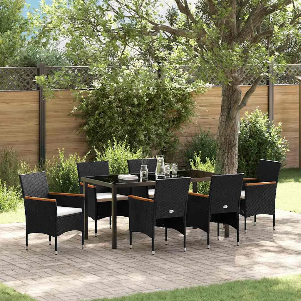 Ensemble de salle à manger pour jardin 7 pcs Noir polyrotin vidaXL 3379756
