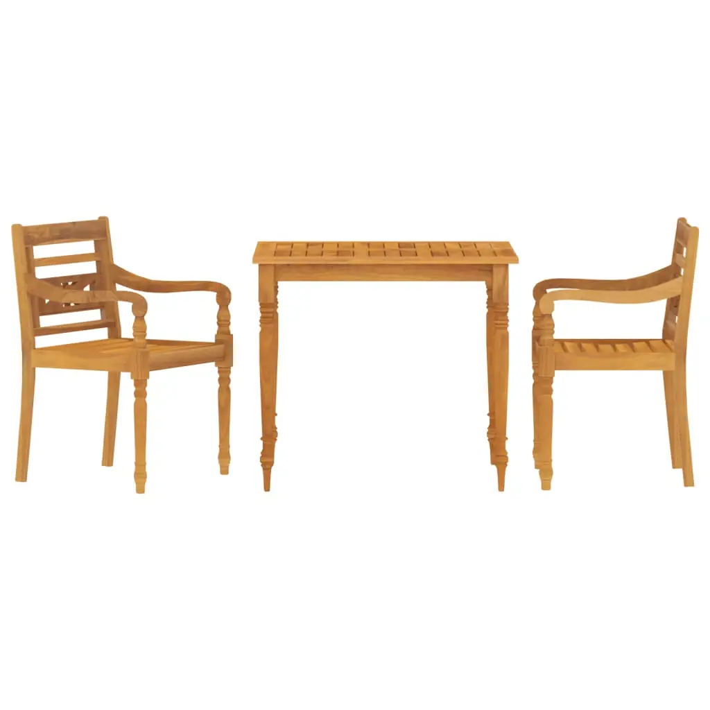 Ensemble de 3 pcs table de jardin avec chaises – mobilier de jardin Bois de teck massif-JU2625