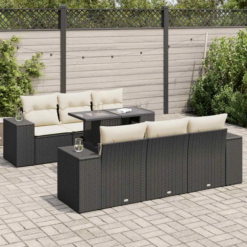 Ensemble canapés de jardin 7 pcs résine tressée avec coffres de rangement et table ajustable noir – ComfortXL Outdoor Living