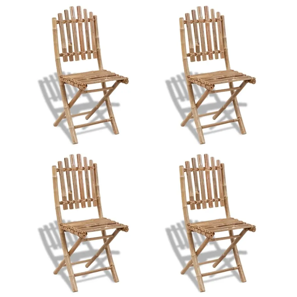 Ensemble de 4 Chaises d’Extérieur Pliables en Bambou Naturel pour Balcon Jardin – ComfortXL Outdoor Living