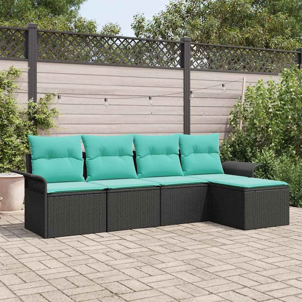Ensemble de canapé de jardin avec stockage 5 pcs Noir polyrotin vidaXL 3353995