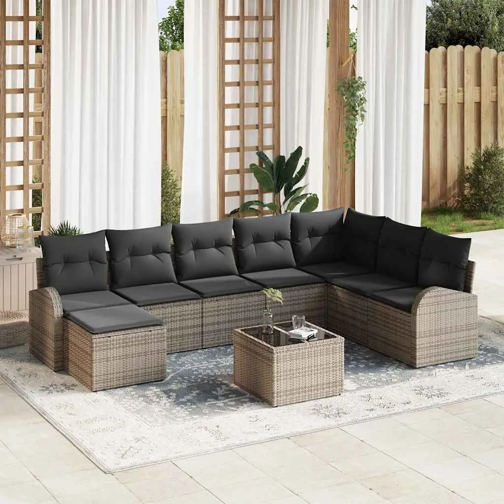 Ensemble de Canapés avec coussin 9 pcs Gris polyrotin vidaXL 3354838