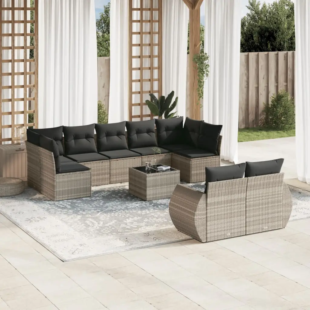 Ensemble de jardin modulable 9 places résine tressée avec rangement intégré Gris Clair – ComfortXL Outdoor Living
