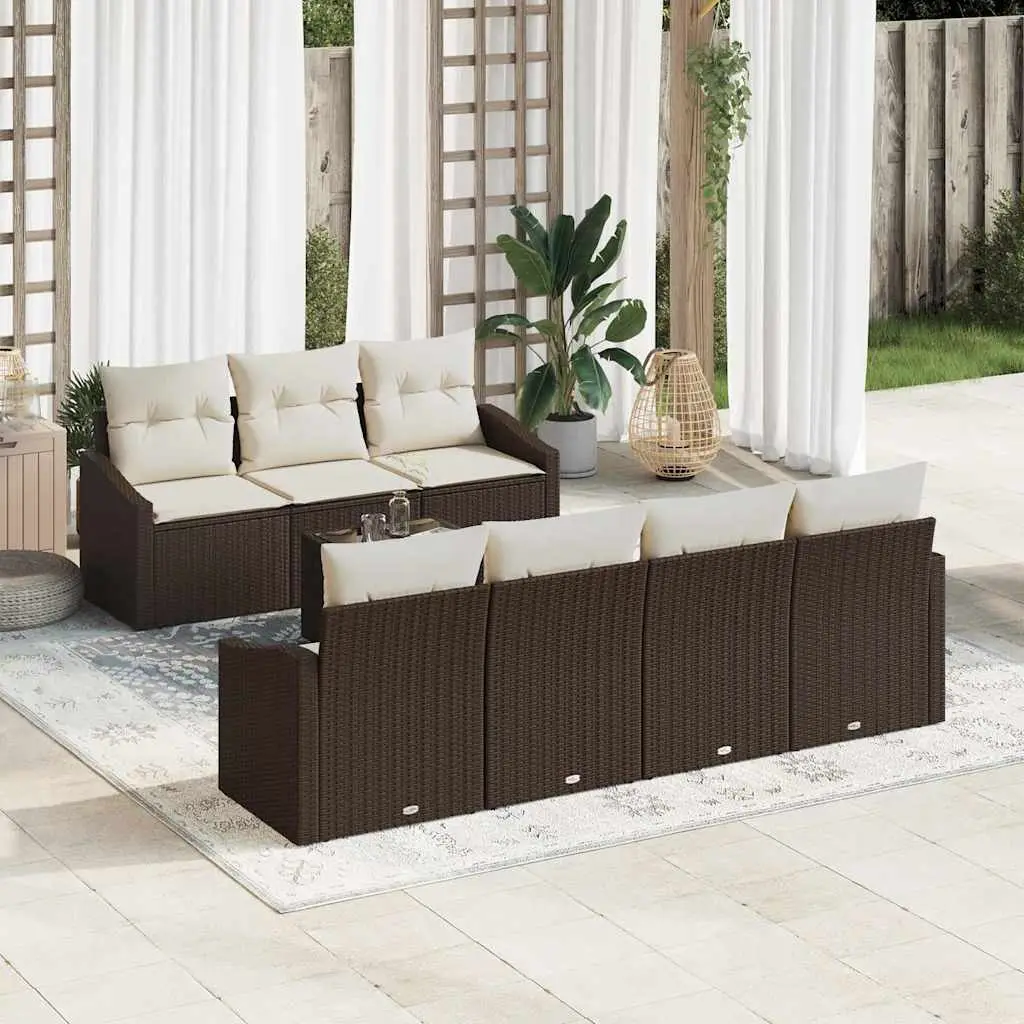 Ensemble de Canapés 8 pcs Marron et Crème polyrotin vidaXL 3346628