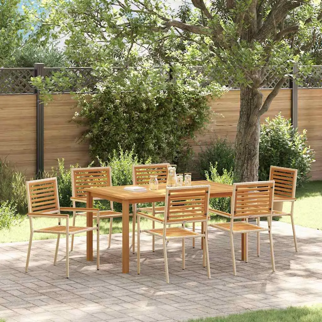 Ensemble de salle à manger pour jardin 7 pcs Beige vidaXL 3365522