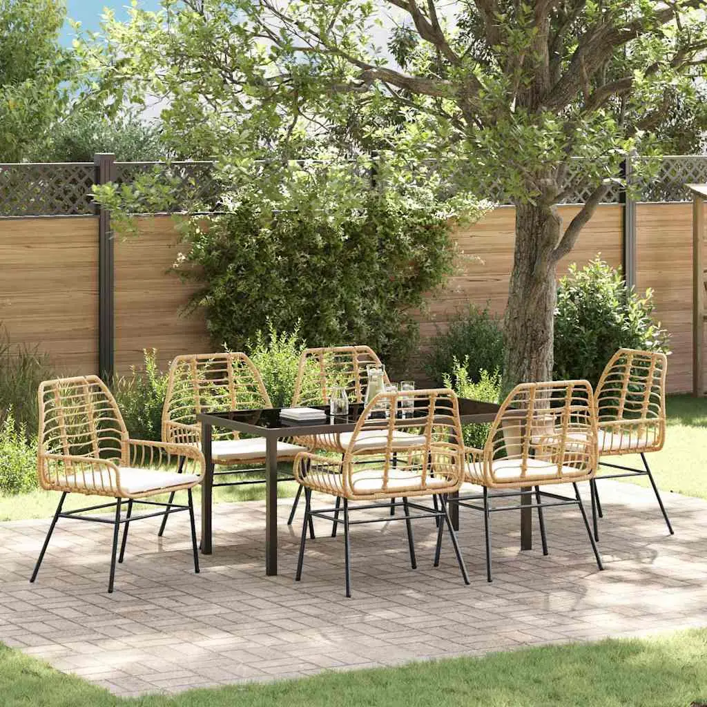 Ensemble de salle à manger pour jardin 7 pcs Marron polyrotin vidaXL 3380866