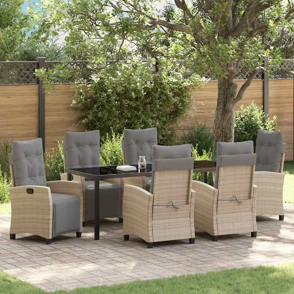 Ensemble de salle à manger pour jardin 7 pcs Beige polyrotin vidaXL 3380454 Beiges mixtes