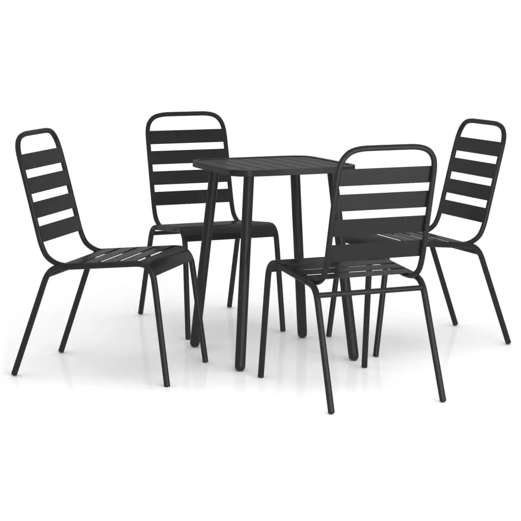 Ensemble de 5 pcs table de jardin avec chaises – mobilier de jardin anthracite acier-JU3081