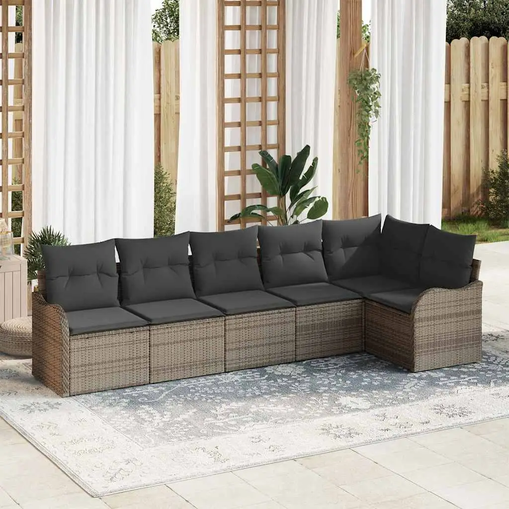 Ensemble de jardin 7 pcs 7 places en résine tressée avec rangements Marron – ComfortXL Outdoor Living