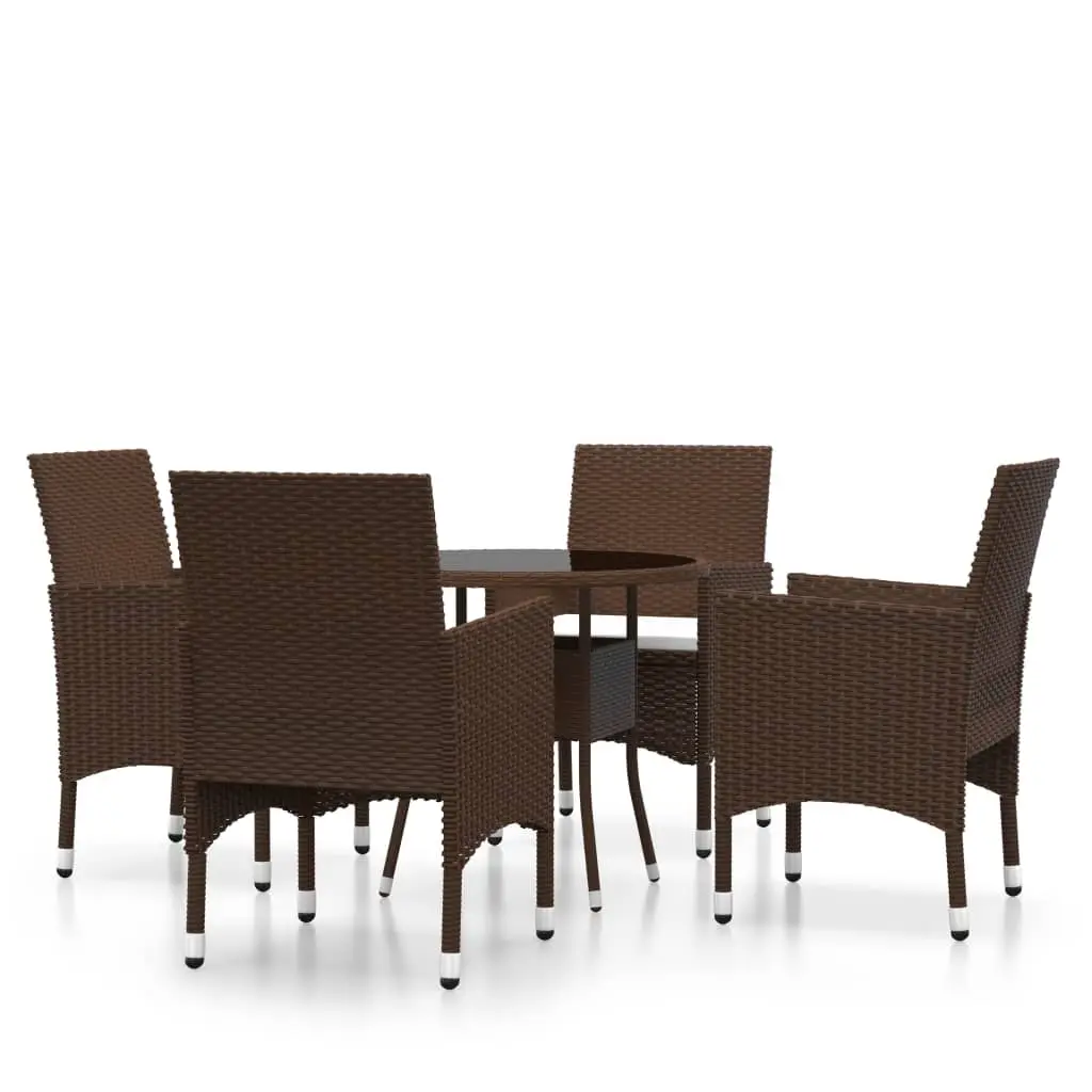 Ensemble de 5 pcs table de jardin avec chaises – mobilier de jardin Résine tressée Marron-JU2378