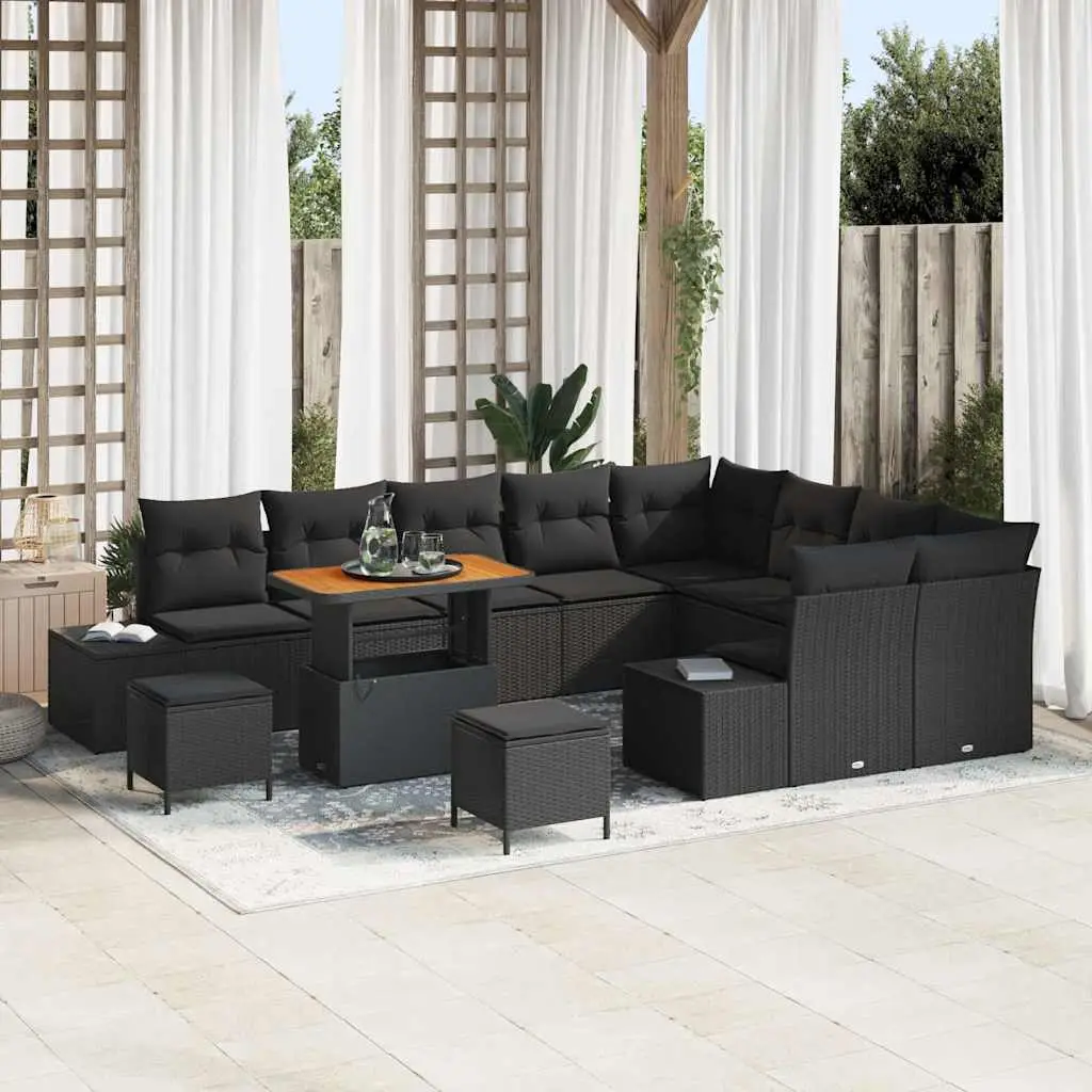 Ensemble canapé modulable 9 places avec rangement pour terrasse Noir – ComfortXL Outdoor Living
