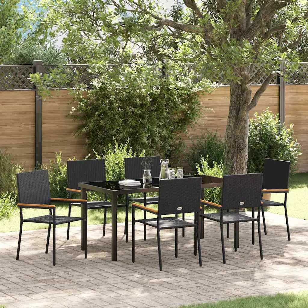 Ensemble de salle à manger pour jardin 7 pcs Noir polyrotin vidaXL 3379706