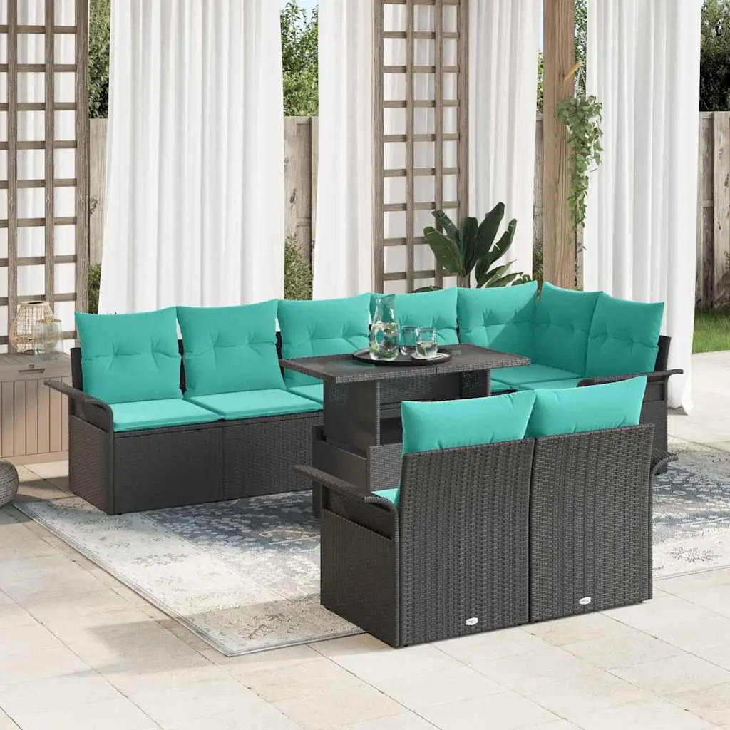 Ensemble de canapé de jardin avec coussin 9 pcs Noir Poly rotin vidaXL 3348312