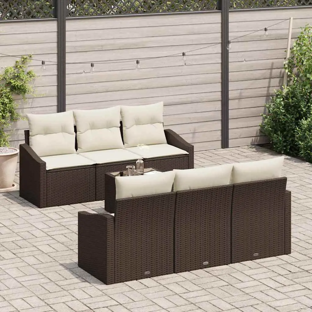 Ensemble de Canapés 7 pcs Marron et Crème polyrotin vidaXL 3355277