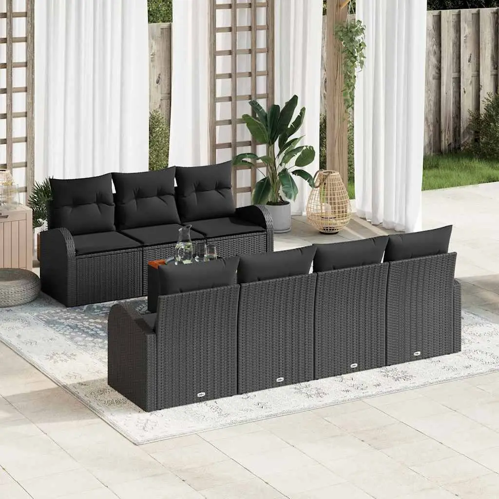 Ensemble de canapé de jardin avec stockage 8 pcs Noir polyrotin vidaXL 3356210