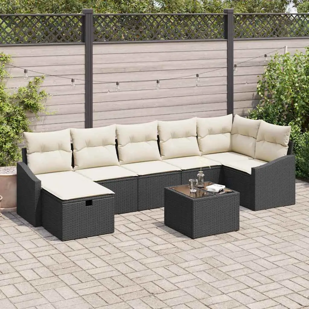 Ensemble de Canapés avec coussin 8 pcs Noir polyrotin vidaXL 3359306
