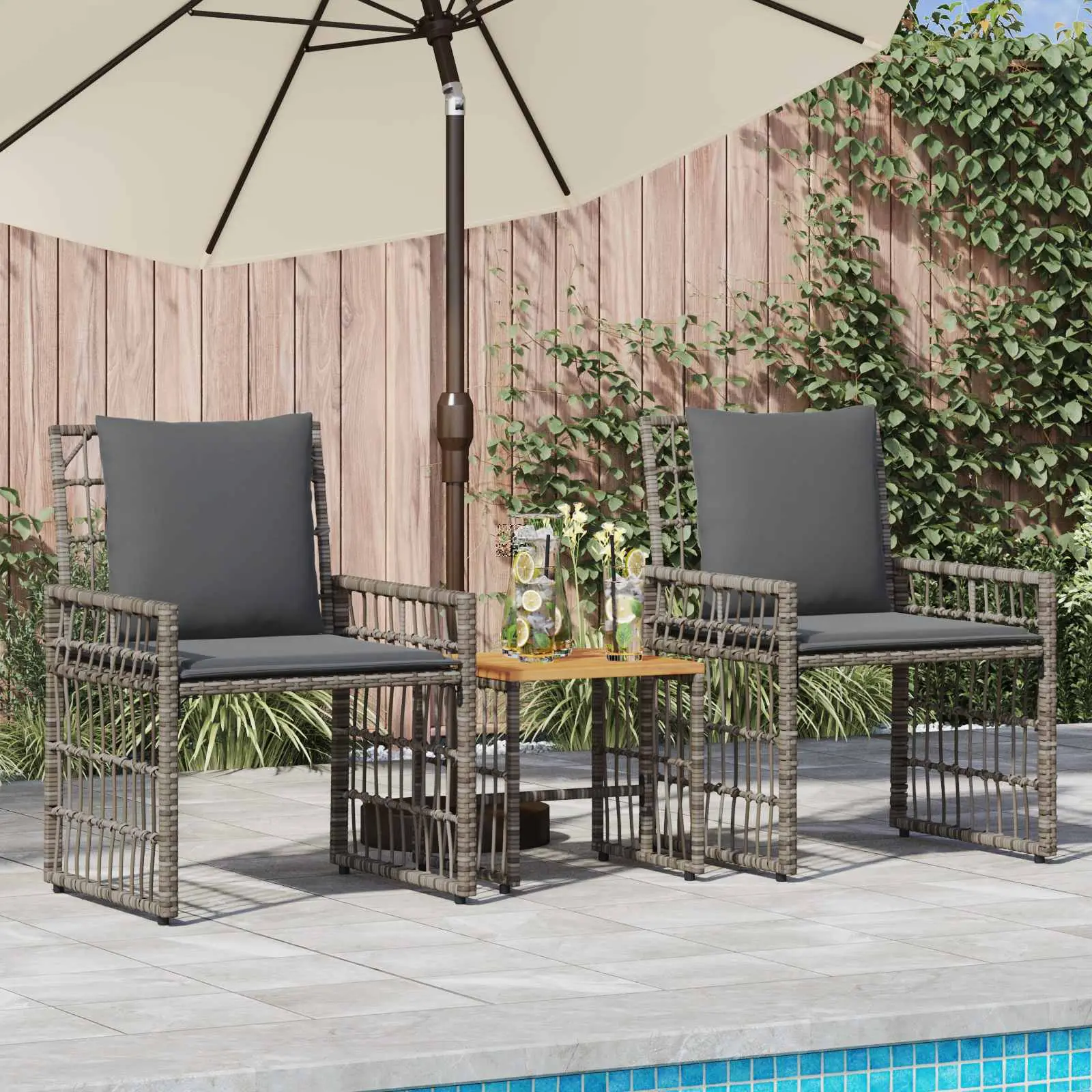 Ensemble de meubles d’extérieur 3 pcs Noir et Gris foncé vidaXL 42025141