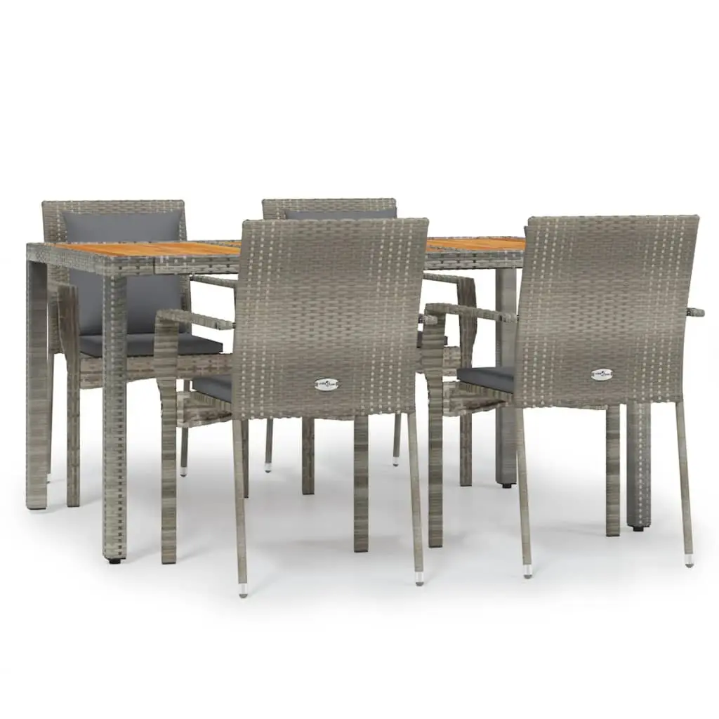 Ensemble de 5 pcs table de jardin avec chaises – mobilier de jardin coussins gris résine tressée ny569