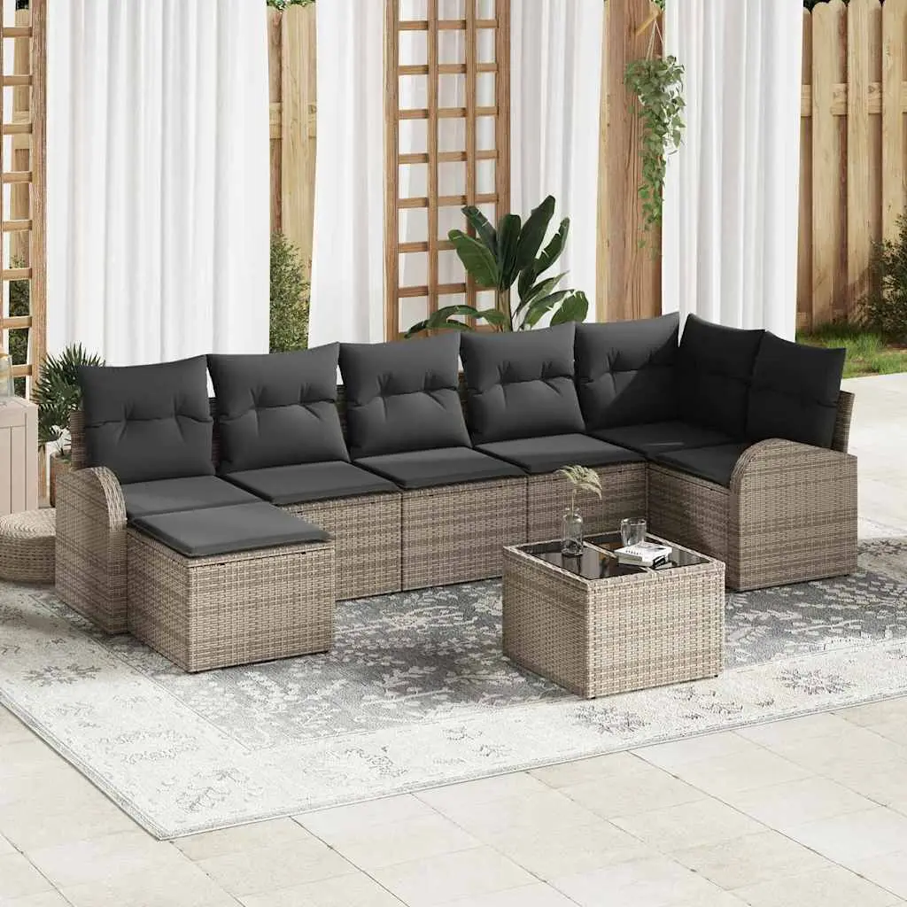 Ensemble de Canapés avec coussin 8 pcs Gris polyrotin vidaXL 3354808