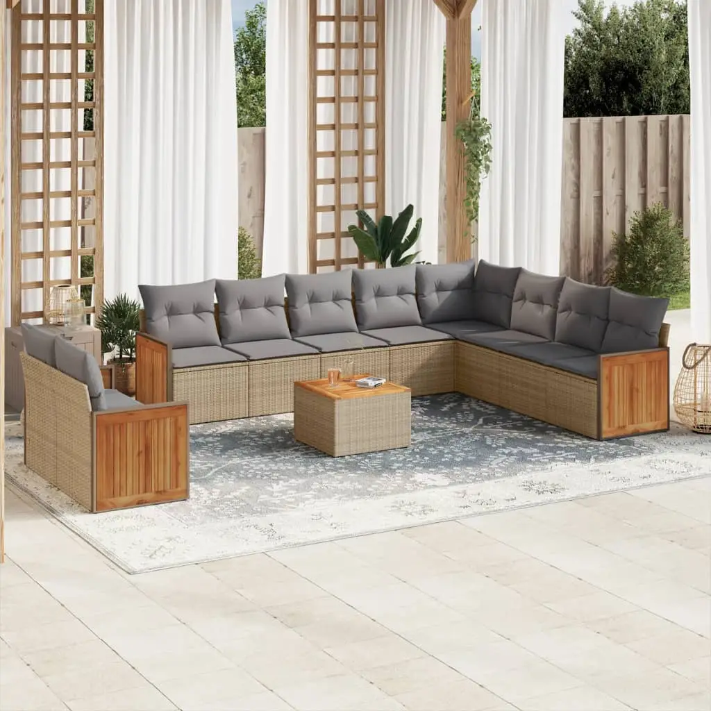 Ensemble de Jardin Extérieur 11p Résine Tressée avec Coffres de Rangement Intégrés Beige – ComfortXL Outdoor Living