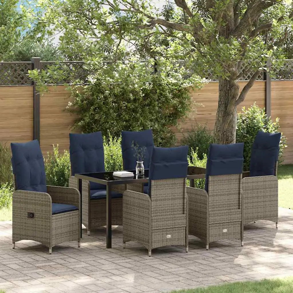 Ensemble de salle à manger pour jardin 7 pcs Noir polyrotin vidaXL 3379664