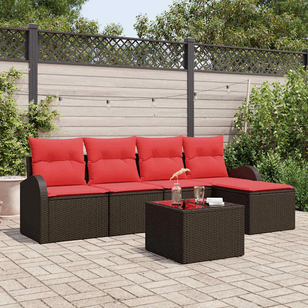 Ensemble de Canapés 6 pcs Marron et rouge polyrotin vidaXL 3354683