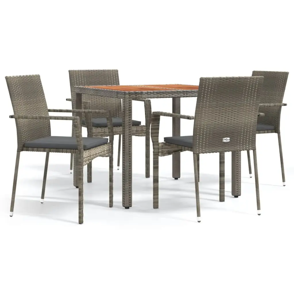 Ensemble de 5 pcs table de jardin avec chaises – mobilier de jardin coussins gris résine tressée ny571