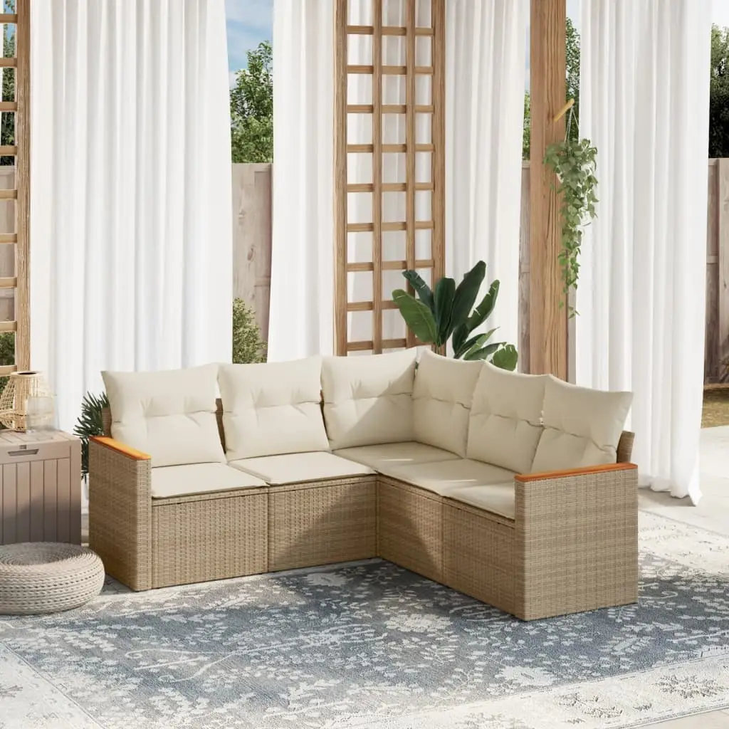 Ensemble canapés de jardin 5 places résine tressée avec coffres de rangement modulable Beige – ComfortXL Outdoor Living