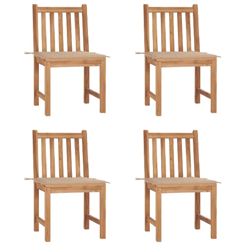 Ensemble de 4 chaises de jardin en bois Teck avec galettes de chaise pour table extérieure Beige – ComfortXL Outdoor Living