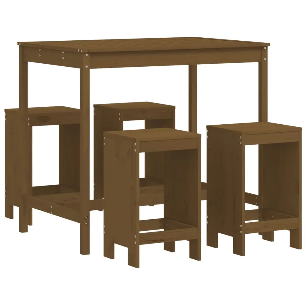 Ensemble de 5 pcs bar de jardin – Mobilier d’extérieur – Mobilier de jardin marron miel bois de pin massif-JU2130