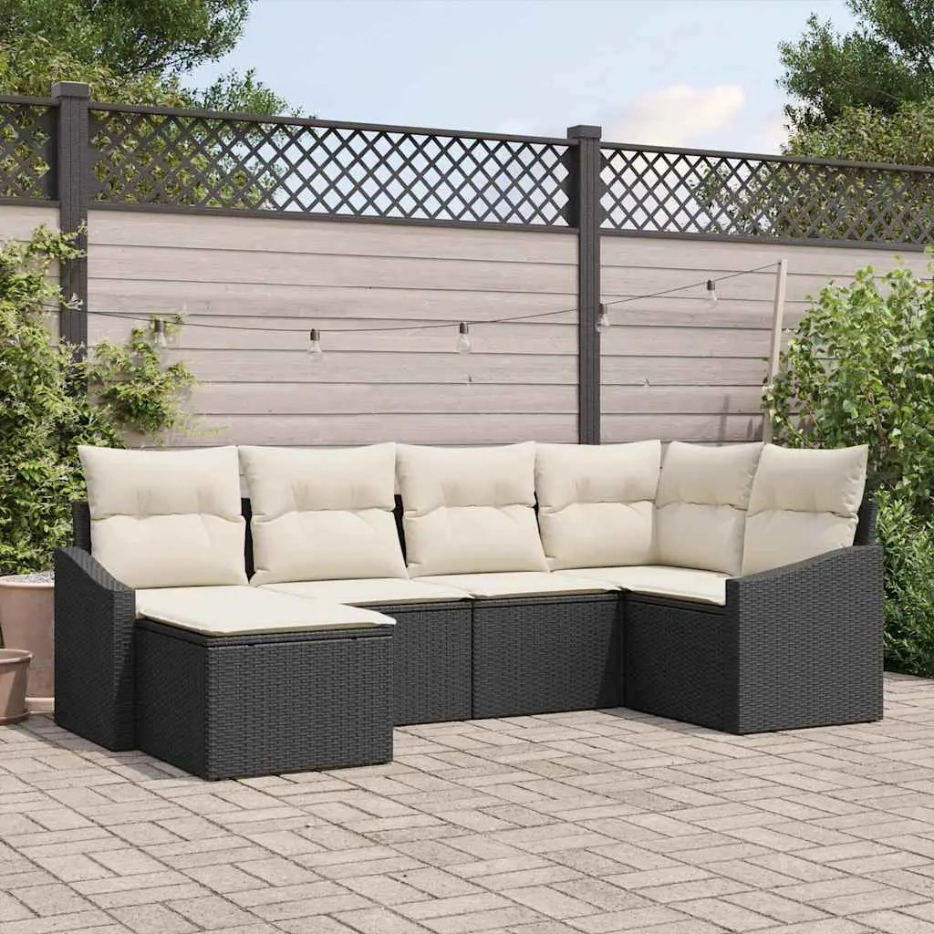 Ensemble de salle à manger pour jardin 6 pcs Noir et Crème vidaXL 3355456 Noir et blanc