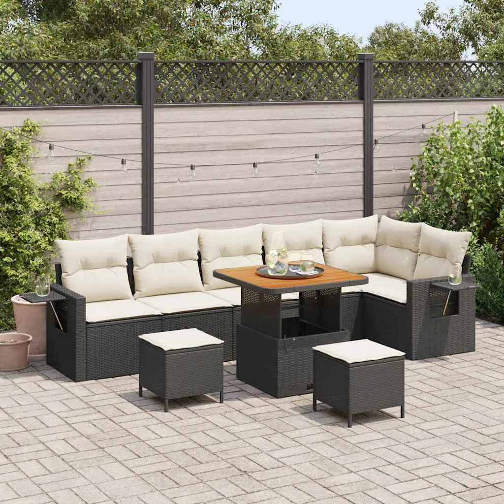 Ensemble de canapés 9 pcs en poly rotin avec fonction rangement Noir – ComfortXL Outdoor Living