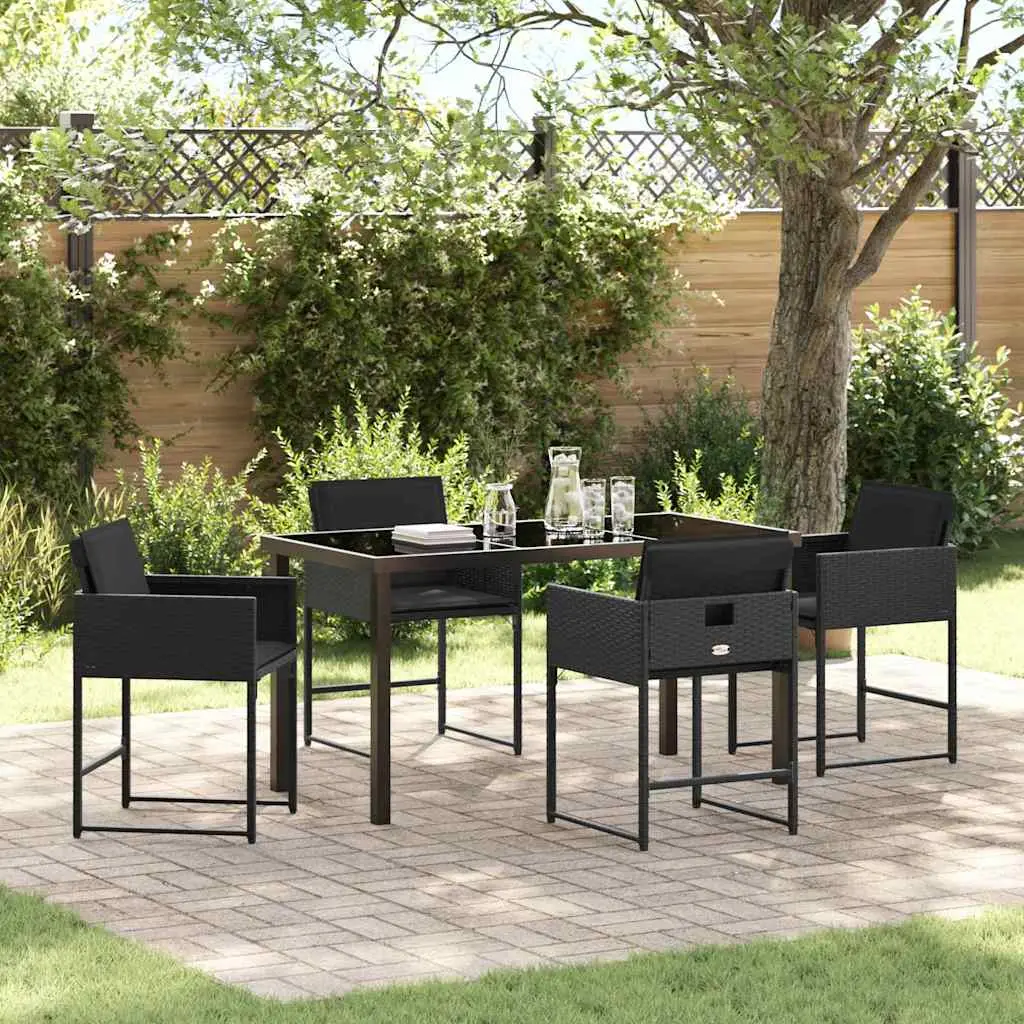 Ensemble de salle à manger pour jardin 5 pcs Noir polyrotin vidaXL 3380718