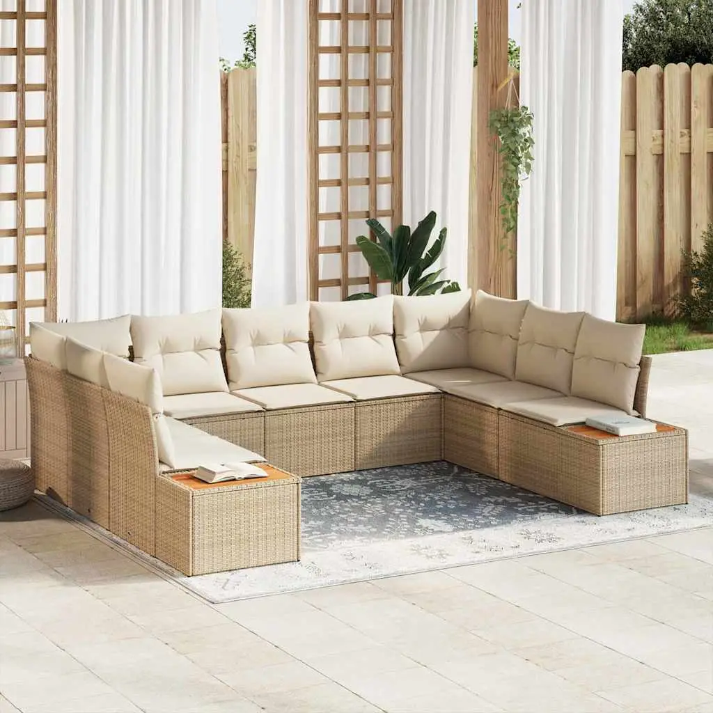 Ensemble canapé extérieur 9 pièces polyrotin modulable pour jardin Beige – ComfortXL Outdoor Living