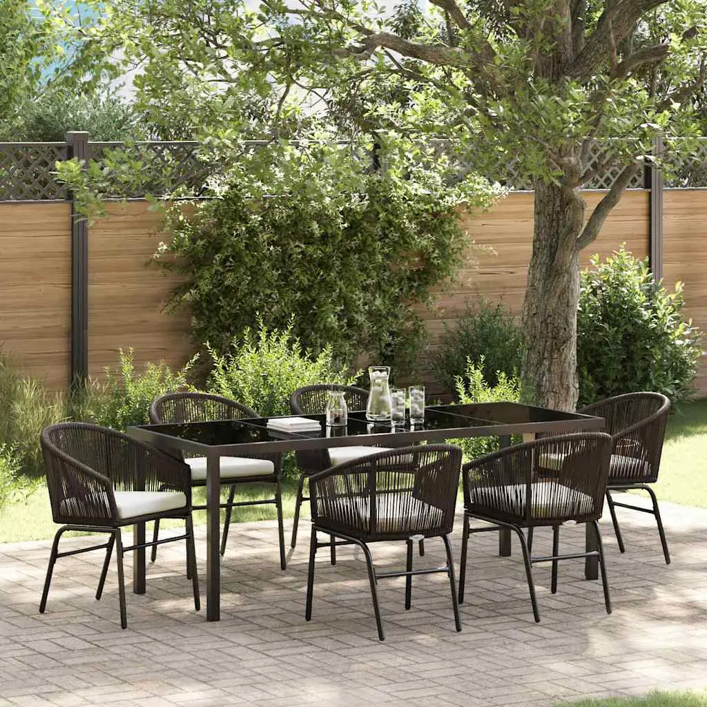 Ensemble de salle à manger pour jardin 7 pcs Marron vidaXL 3379357