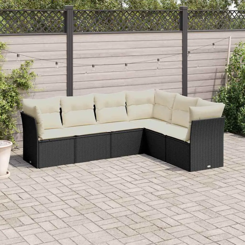 Ensemble canapés de jardin 6 places en poly rotin avec coffres de rangement pour balcon terrasse Noir blanc crème – ComfortXL Outdoor Living