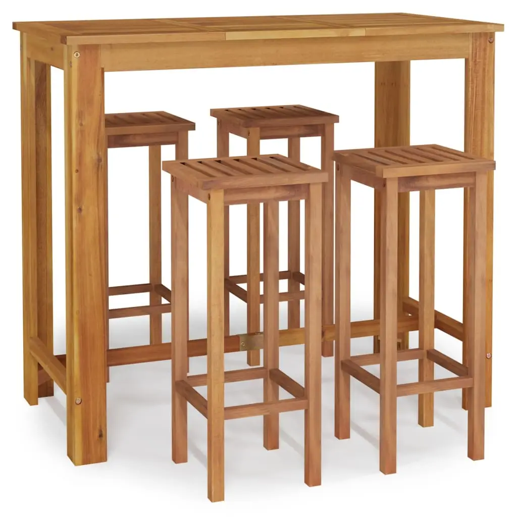Ensemble de 5 pcs bar de jardin – Mobilier d’extérieur – Mobilier de jardin bois d’acacia solide-JU2177