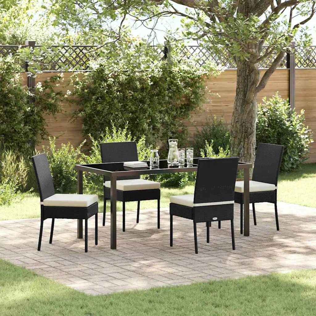Ensemble de salle à manger pour jardin 5 pcs Noir vidaXL 3379208