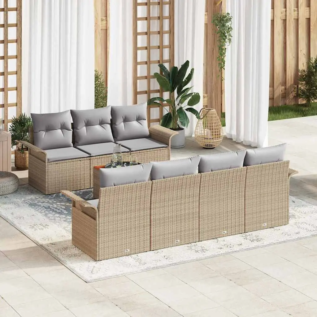 Ensemble de jardin 8 pièces modulable avec coffres de rangement Beige – ComfortXL Outdoor Living
