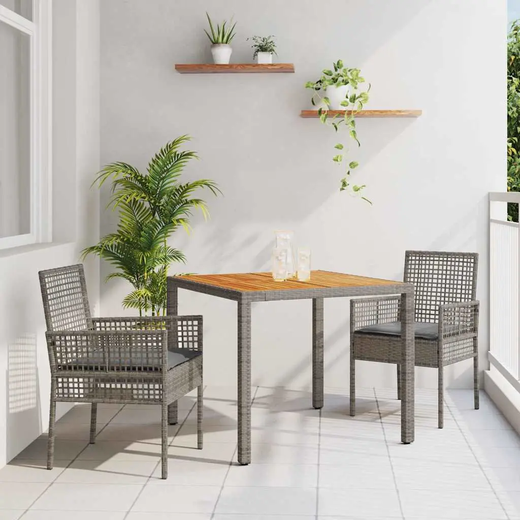 Ensemble de repas pour balcon 2 personnes en polyrotin gris avec table et chaises coussins – ComfortXL Outdoor Living