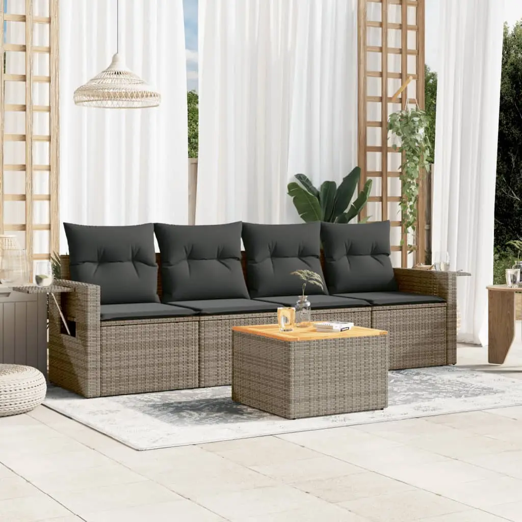 Ensemble Canapé de Jardin Gris 4 Places en Résine Tressée avec Coussins Anthracite – ComfortXL Outdoor Living