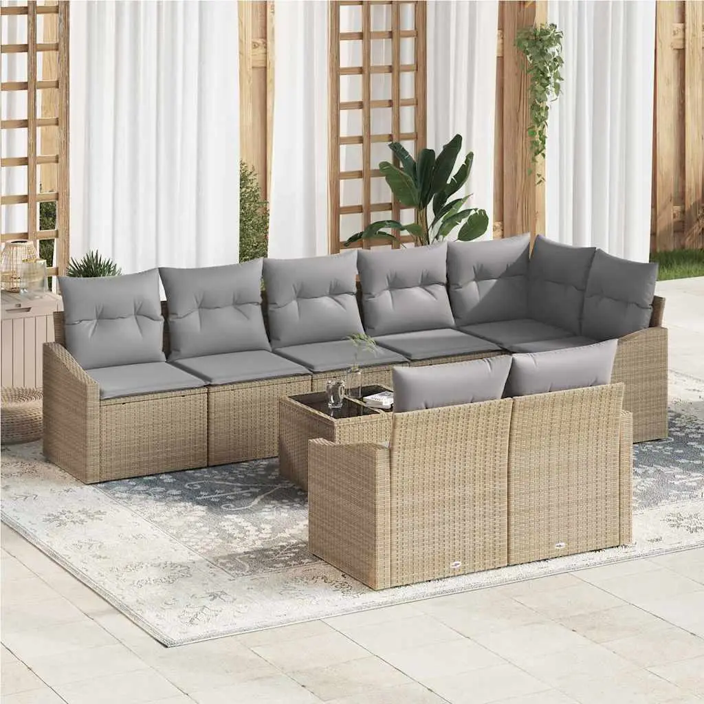 Ensemble de Canapés avec coussin 9 pcs Beige polyrotin vidaXL 3346780