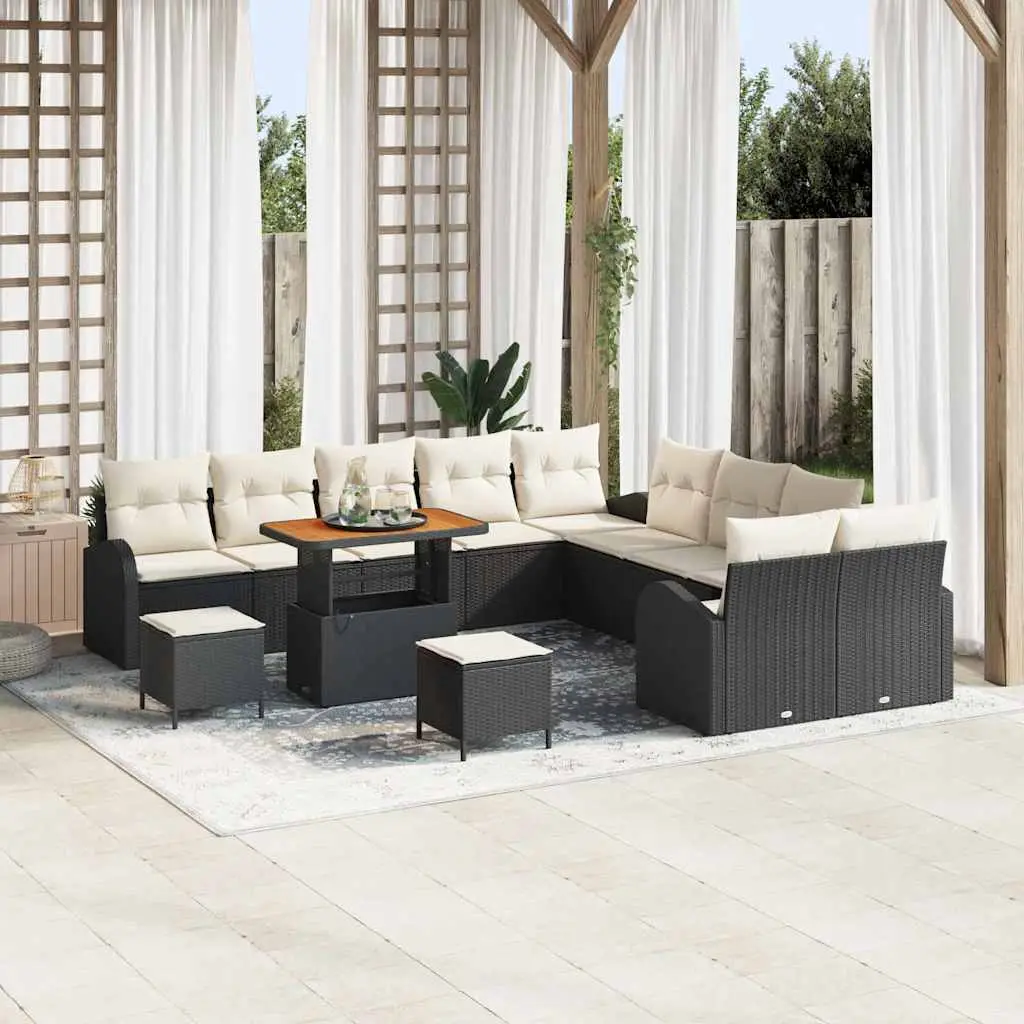 Ensemble canapé extérieur en résine tressée modulable 13 places Noir – ComfortXL Outdoor Living