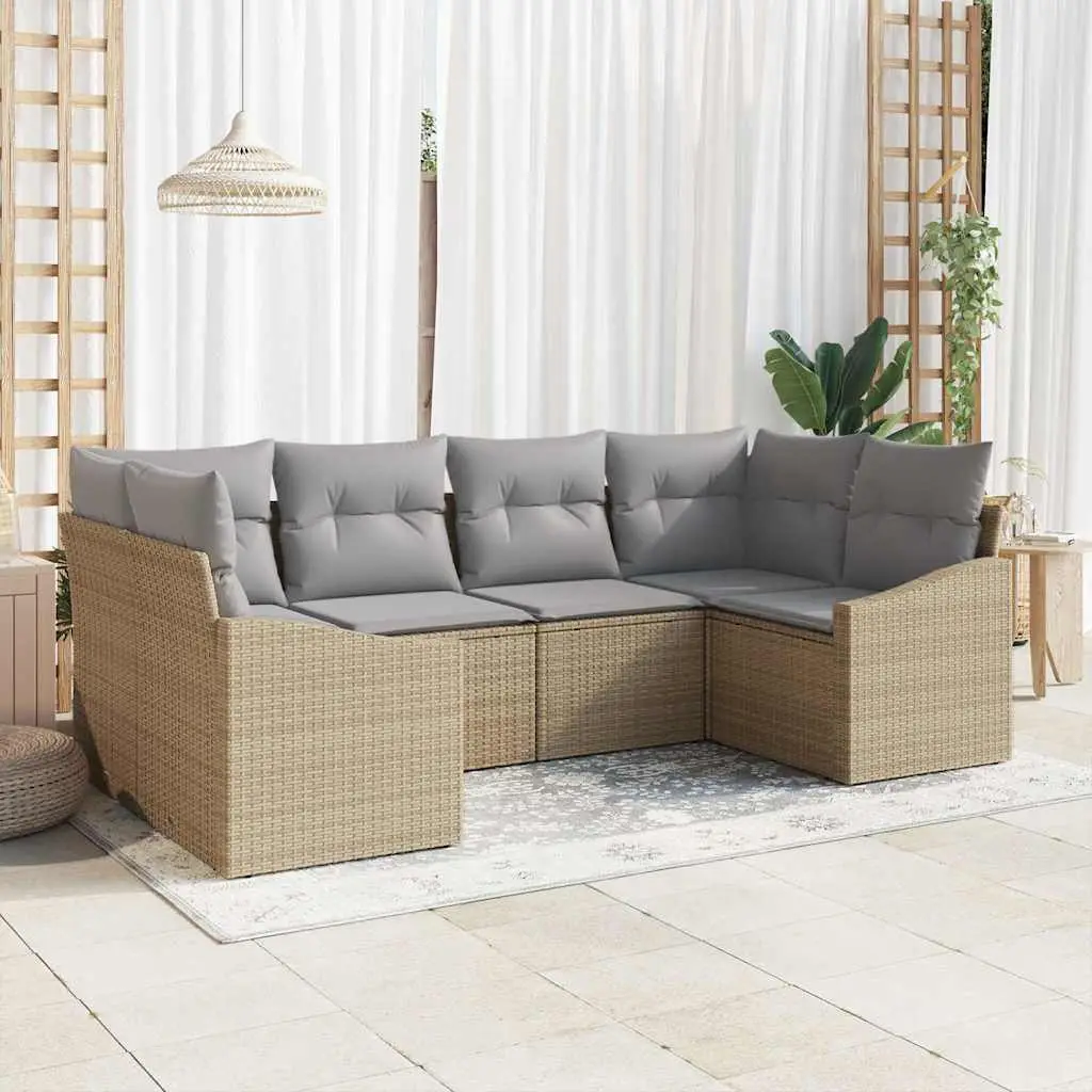 Ensemble de Canapés avec coussin 6 pcs Beige polyrotin vidaXL 3346860