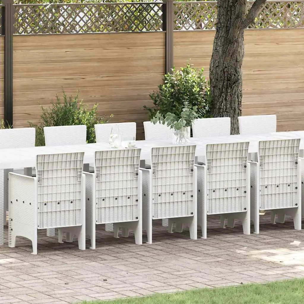 Ensemble de Jardin XXL 16 Places en Poly Rotin Table et Chaises pour Fêtes Blanc – ComfortXL Outdoor Living