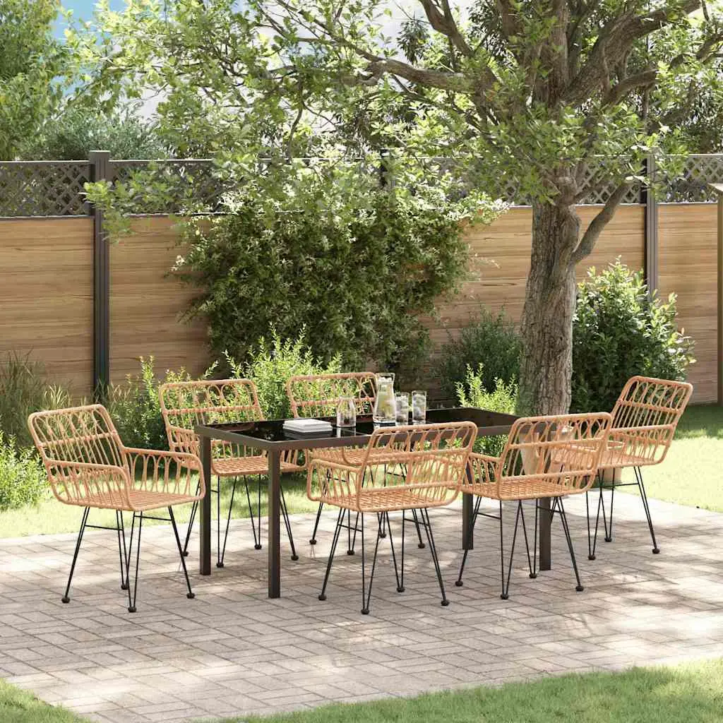 Ensemble de salle à manger pour jardin 7 pcs Marron vidaXL 3379181